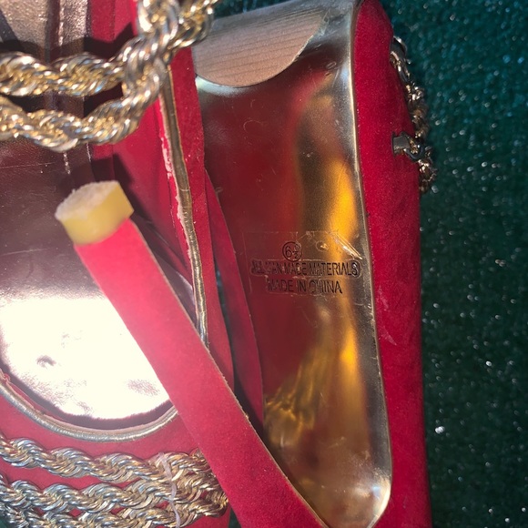 Alba Heels Shoes Red Size 6 1/2 Platform Chains High Heels - Picture 9 of 11